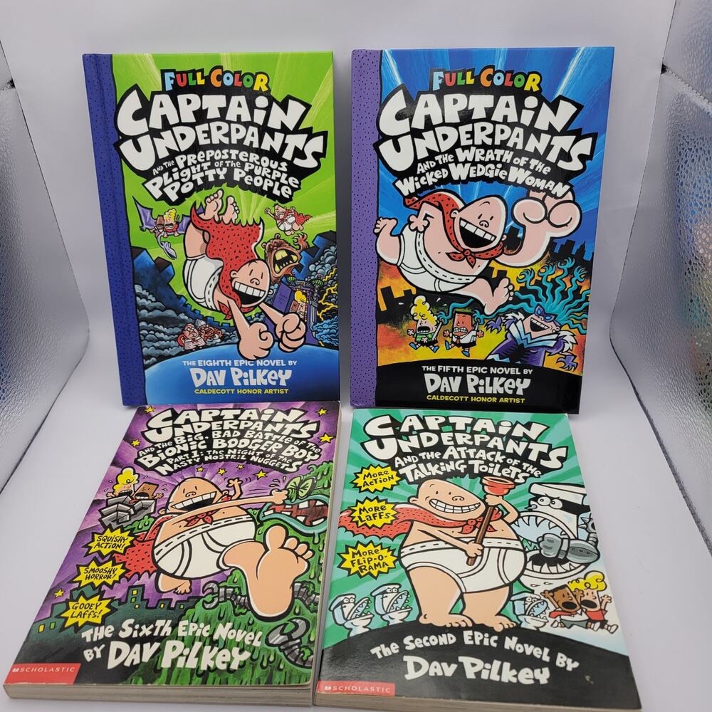 Captain Underpants Dav Pilkey Novel 2 Hardback 2 Paperback Books Gross Read